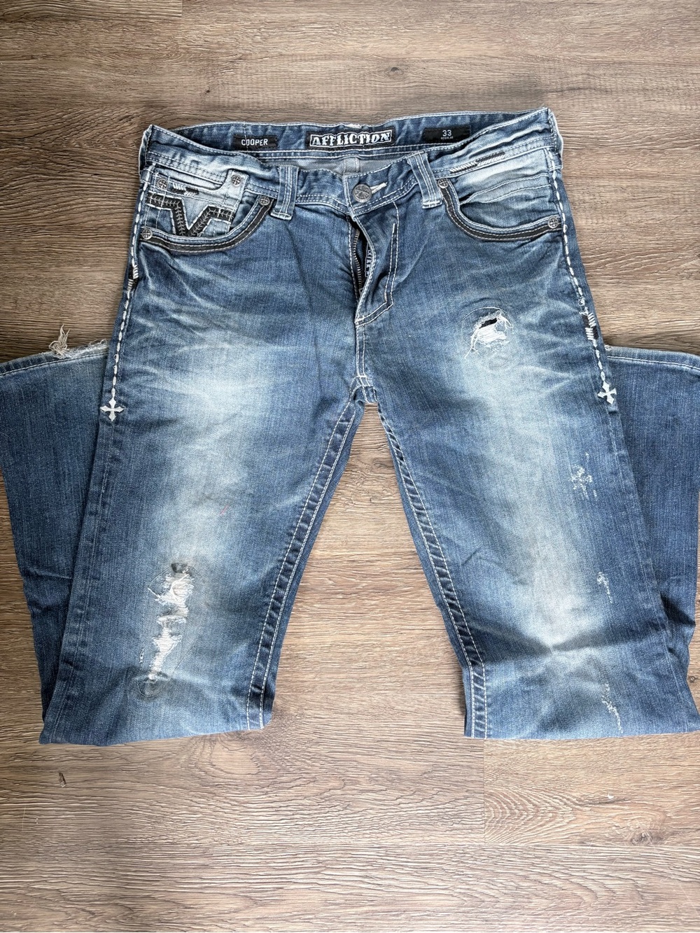 Affliction Men's Cooper Straight Jeans - Faded Blue Wash